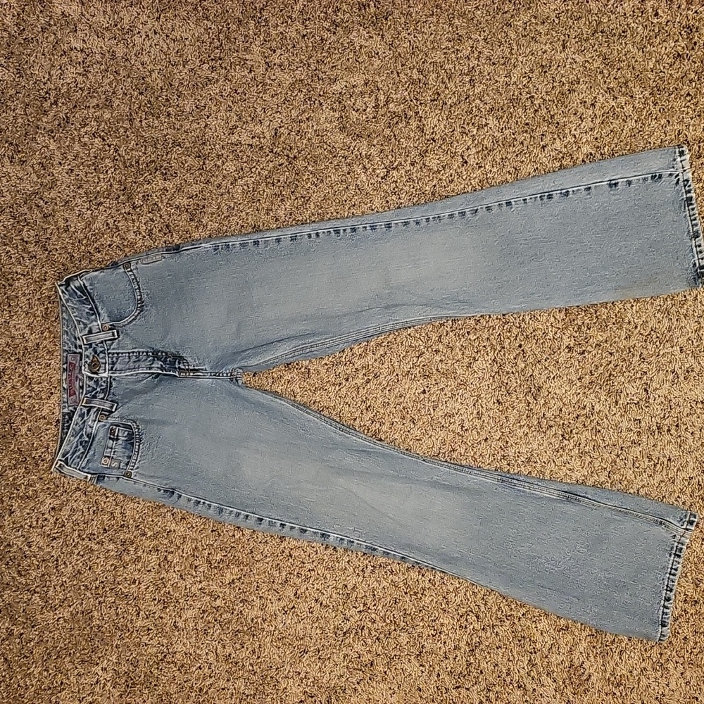 90s Silver Jeans bootcut, zipper fly, great condition sz 26, 32 inseam acid wash